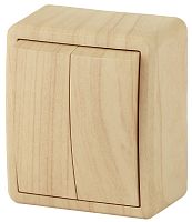 Выключатель накладной Эра Эксперт 2-кл. сосна картинка